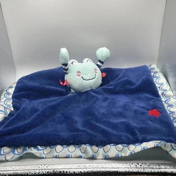 Crab Blue Green Plush Red Star 2017 Douglas Baby Security Blanket Lovey RARE - Picture 1 of 5